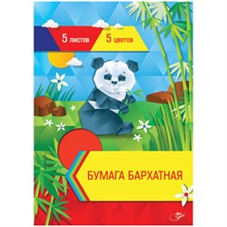 Бархатная бумага А4 5цв. 5л. в папке с европодвесом - фото 11355