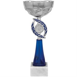 Кубок "Динара", металл, серебро/синий, основание мрамор, 23 см - фото 9260